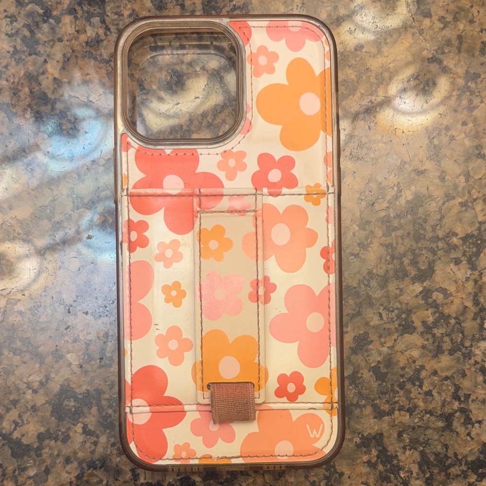 Wallis Floral Card Holder Phone Case - Orange & Pink